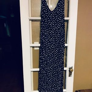 Time and True black and white polka dot maternity maxi dress